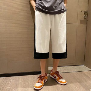 港风休闲大码男七分裤运动7分裤原宿潮流八分裤男士中裤QF768P40图片
