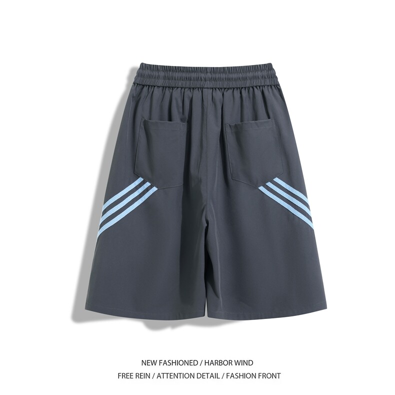 抖音品质夏季新款美式条纹宽松冰丝五分裤B315-K25790-特p30控58,男装休闲裤,电商B315