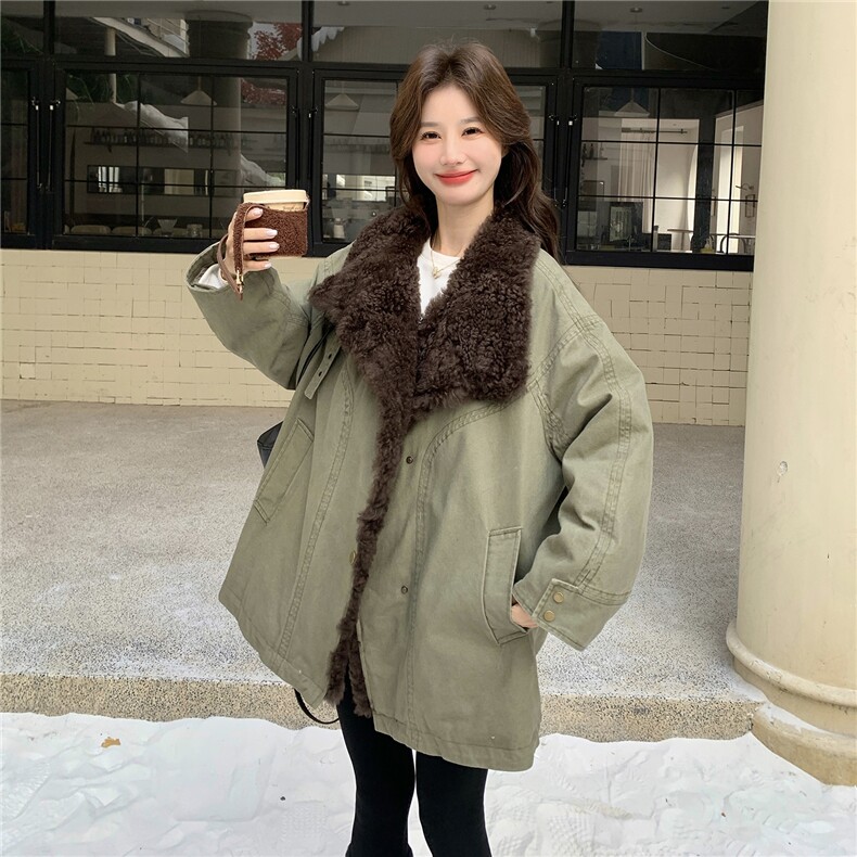 2026冬季复古羊羔毛翻领工装派克羽绒服2C212-G209-P295-K438,女装羽绒服,2C212