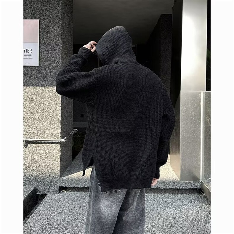 灰色连帽毛衣男生宽松慵懒风针织衫TC580P46,男装针织衫/毛衣,星座1116-2