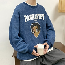 秋季港风圆领卫衣男美式做旧宽松长袖打底衫外套XZ214-8Y282P35，男装卫衣，星座1204-3
