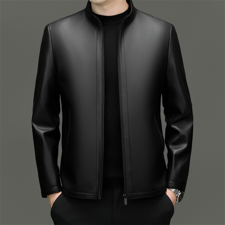 海宁真皮皮衣2025年秋季新款纯色立领拉链绵羊皮夹克外套中老年春，男装夹克，电商B360A（原721A）