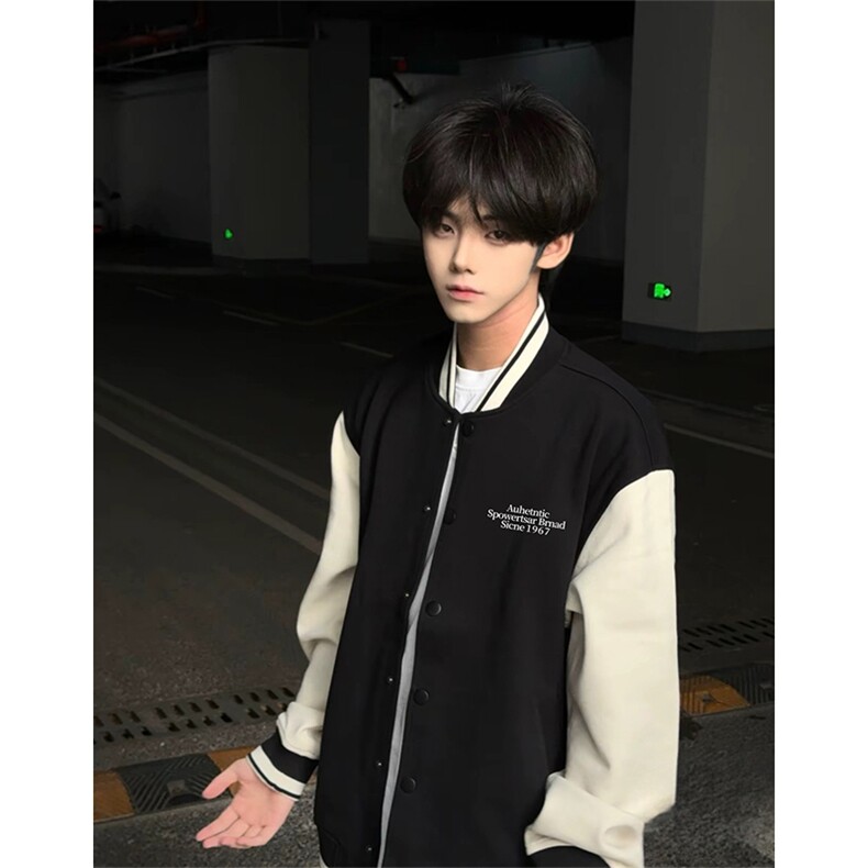 抖音得物高品质全棉 380克潮立领棒球服开衫印花卫衣外套 ACM1201图片