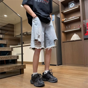 破洞牛仔短裤男夏季新款痞帅百搭潮流宽松潮牌五分裤子DS269-P38图片