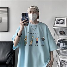 HT73043-P22华夫格t恤男短袖男大码五分袖大皂风，男装T恤，电商A040
