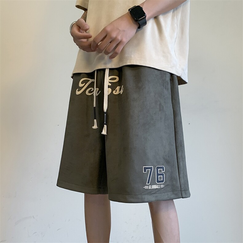 抖音直播主推宽松麂皮绒五分裤男短裤X416b-1-DK369-P45限58,男装牛仔裤,星座416B-1