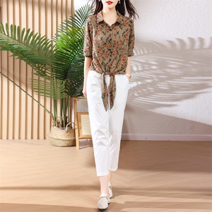 2023夏季新款优雅气质小方领简约时尚休闲舒适套裤图片