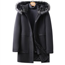 新款兔毛领内胆银狐毛领羽绒服商务休闲冬季保暖男装DS81001-P860,男装中老年男装,电商B212（原钱塘6029）
