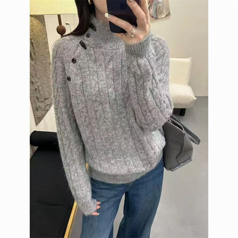毛衣女冬季加厚外穿内搭套头圆领短款小个子时尚针织衫打底衫上衣,针织衫/毛衣,暖姿羊绒