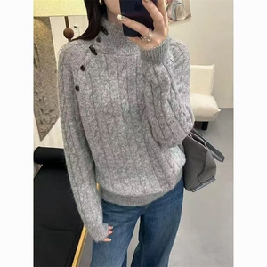 毛衣女冬季加厚外穿内搭套头圆领短款小个子时尚针织衫打底衫上衣图片