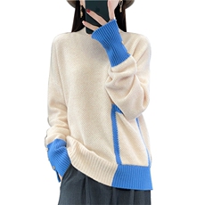 半高领羊毛衫女2024新款秋冬装洋气网红打底衫时尚拼接，女装羊毛衫，蒙特羊绒