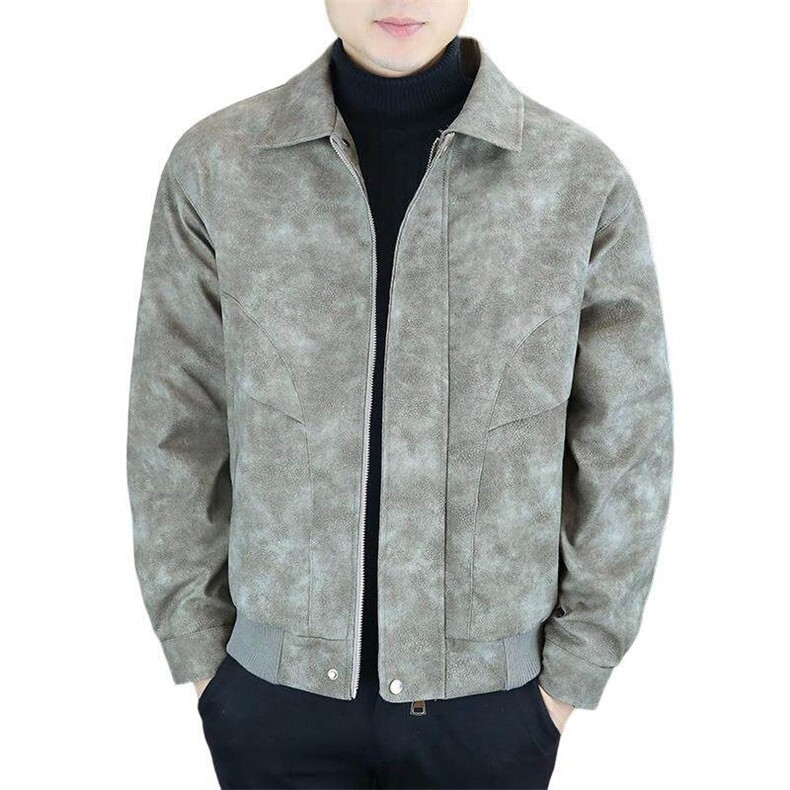 麂皮绒外套男士春秋季高级感宽松机车服皮衣男装翻领夹克HH55P70,男装夹克,星座1013-5