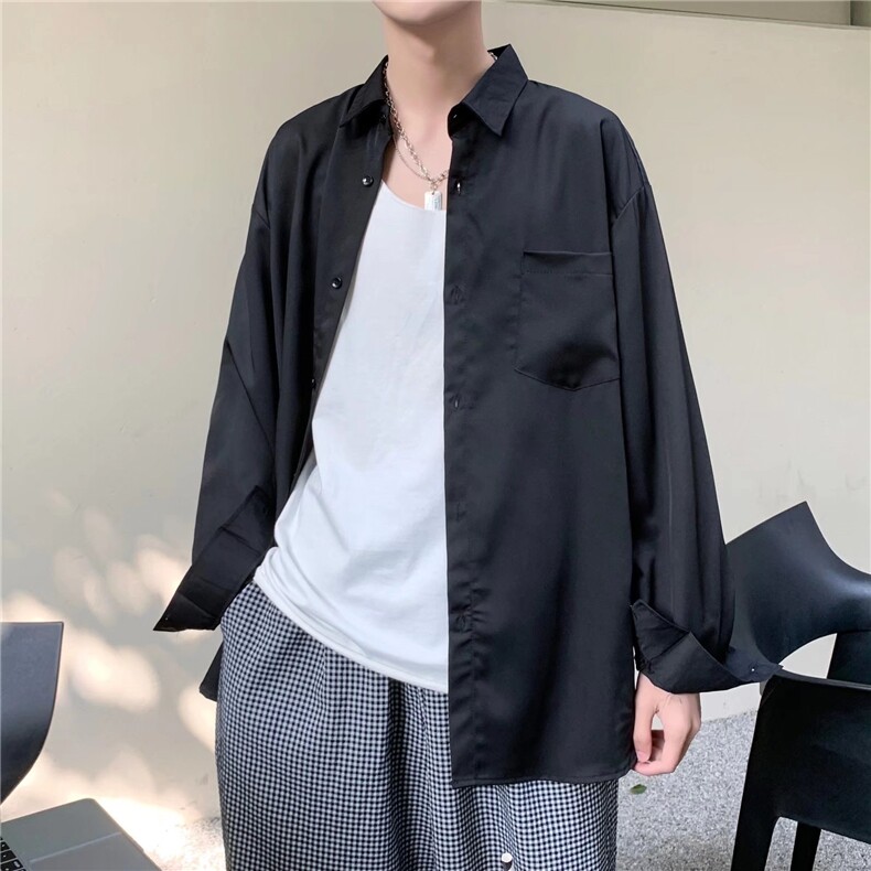 长袖衬衫男港风日系春季韩版潮流冰丝衬衣CT39P36,男装衬衫,星座1116-2