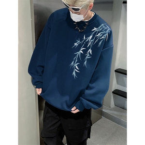 抖音品质秋季新款风纯棉印花宽松圆领卫衣wycm262特批28-控49图片