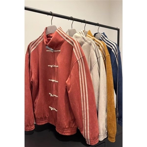 AA2036 P58新中式风盘扣外套男棒球服三条杠运动开衫夹克图片