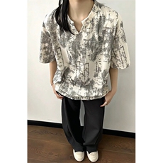 扎染短袖男款美式潮牌V领脏脏T恤半袖夏季灯芯绒上衣T101，男装T恤，星座1116A（原606A-3）