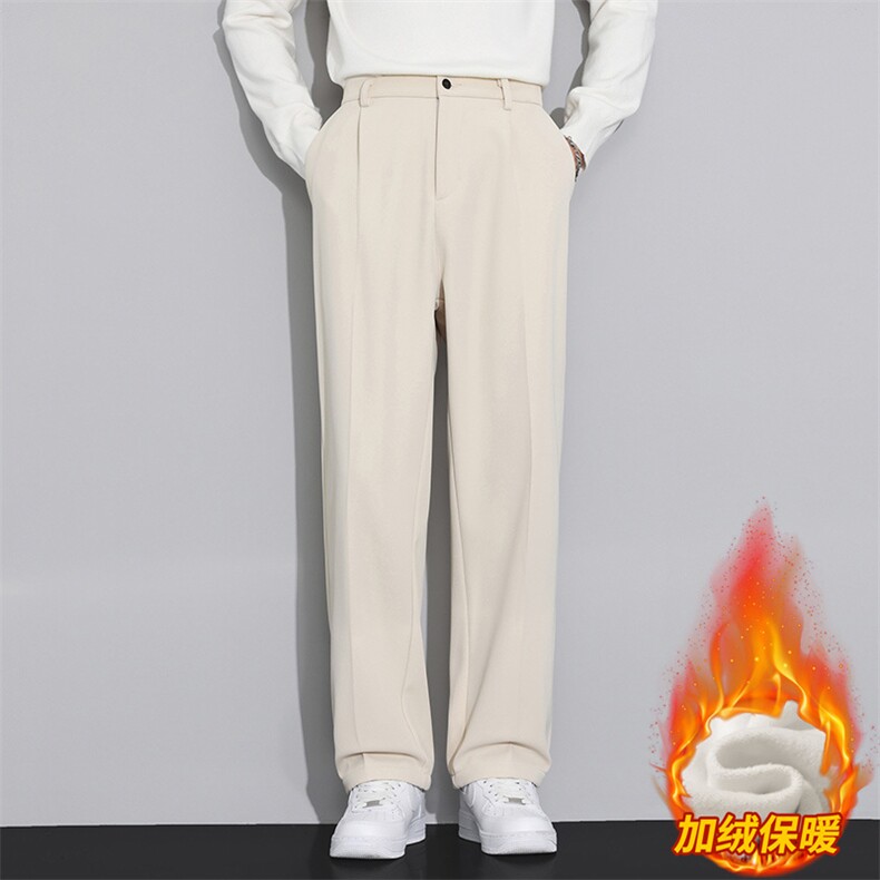 冬季新款垂感西裤男加绒加厚休闲直筒宽松抗皱免烫长裤JR819-P45,男装西裤,星座610（原A335）