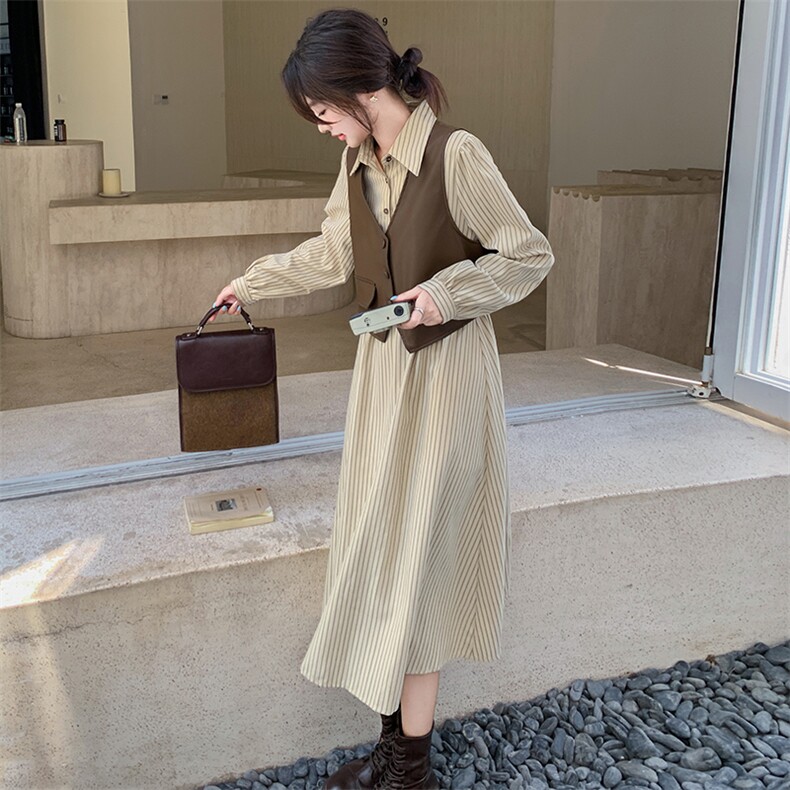 新款现货主推皮马甲+连衣裙二件套9868-P155-K218,女装套装/套裙,2C129