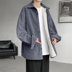 8XL-M加绒灯芯绒衬衫大码复古秋冬翻领上衣外套CS9001/P58加绒68图片
