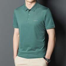 丝光棉短袖T恤男薄款POLO衫夏季新款中年男士商务休闲体恤衫男装图片