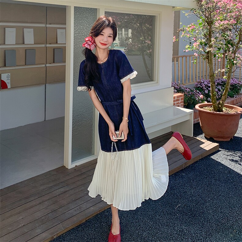 现货夏季时尚牛仔拼接鱼尾连衣裙2C122-F128-P145-K218,女装连衣裙,2C122