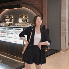 大货C327亮丝绸缎面料高品质亮片袖口小西装两件套装，女装套装/套裙，浙宝088