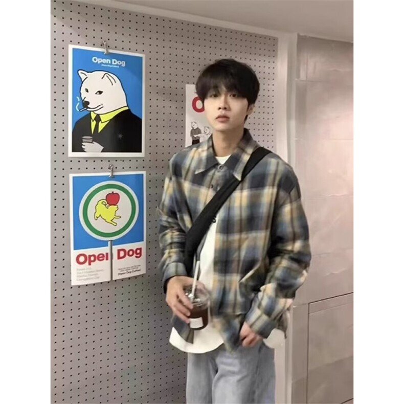 1506/Q3640/P34男女同款新款美式复古潮牌痞帅港风休闲衬衣外套,男装衬衫,星座1506