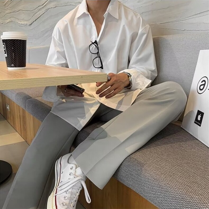 衬衫印花长袖潮男青春流行时尚春季潮流慵懒简约新款纯色标准气质,男装衬衫,星座506A