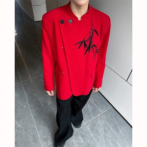 现货！25喜庆婚礼敬酒服新中式重工刺绣竹子西服外套xz109-p148图片
