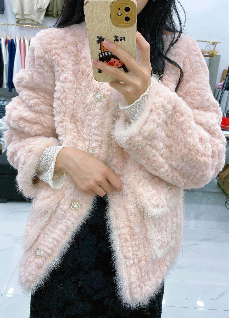 现货，水貂毛拼接皮毛外套，其它，淳沐