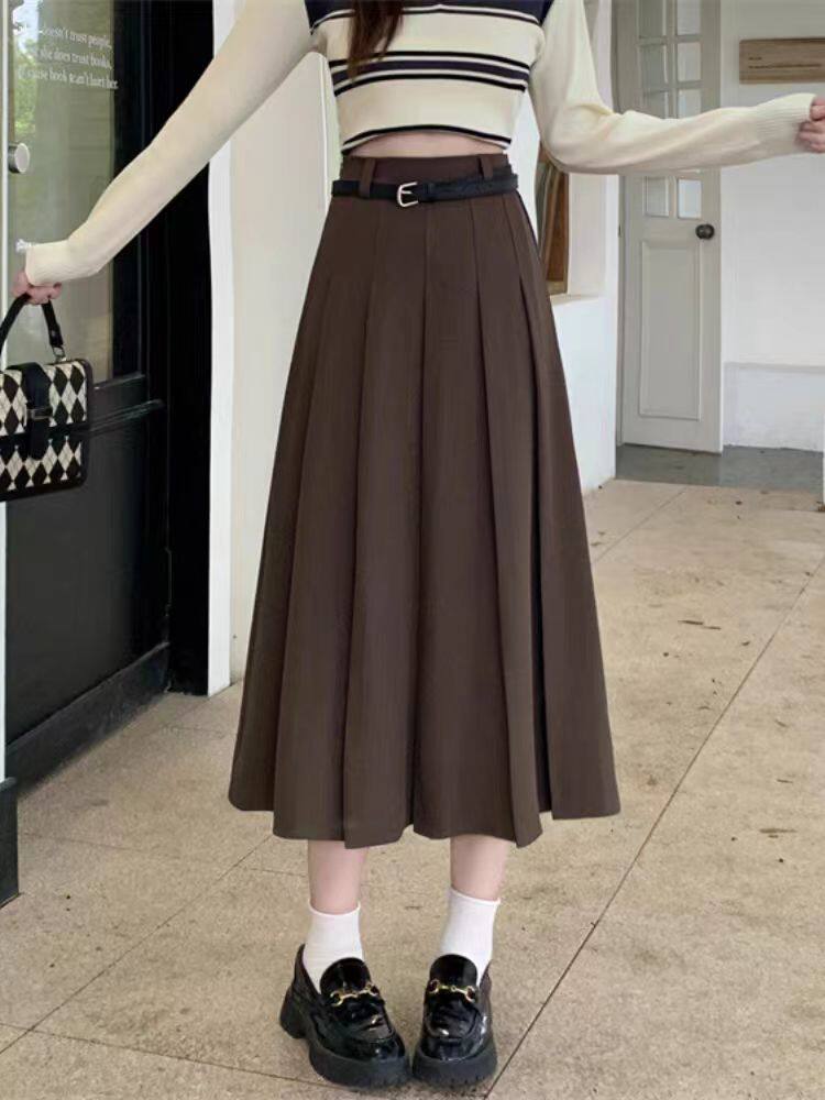 高腰垂感松紧腰西服半身裙,女装半身裙,东正羊绒