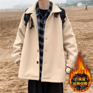 N2070/P75秋冬新款毛呢大衣学生宽松休闲大码呢子外套夹克男控98图片
