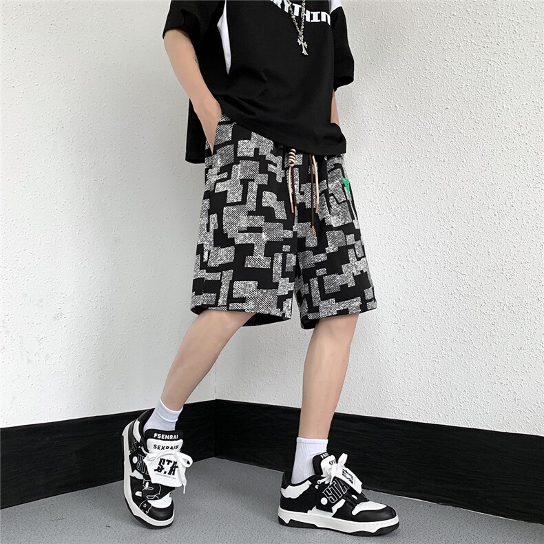 港风短裤男大码中兴风短裤男士男潮流五分裤男DK8752P30控48,男装休闲裤,星座227-7