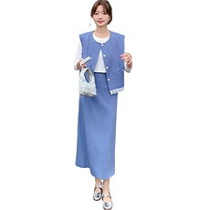 【现货已出】蕾丝拼接西装马甲半身裙两件套W515p175K238，女装套装/套裙，2C209
