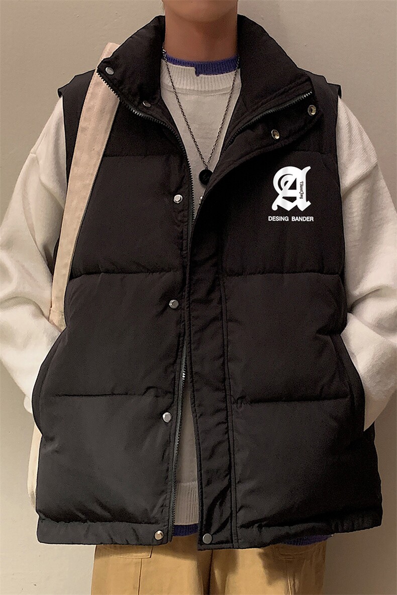 港风冬季新款立领马甲白鸭绒羽绒服男潮宽松男MJ614P115控158,男装羽绒服,电商A268A
