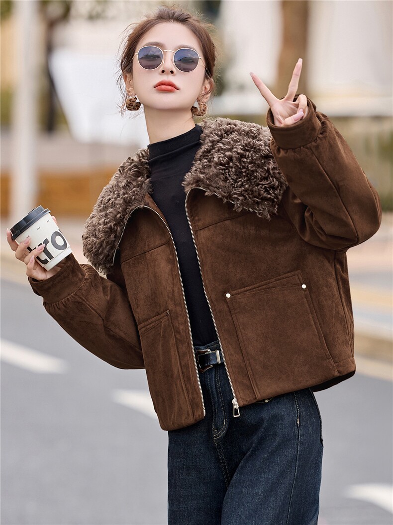 复古毛领短款羽绒服外套女2025冬季新款加厚保暖90白鸭绒内胆夹克,女装羽绒服,美沁