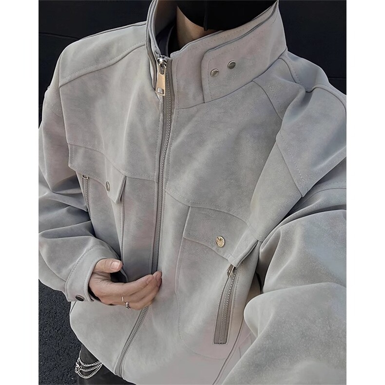 美皮夹克男新潮牌立领麂皮夹克工作服帅513AJK2669P72,男装夹克,星座513A