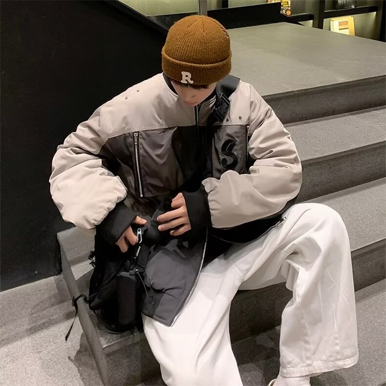 2023秋冬季青少年日系加厚棉衣外套J8825棉衣款P82薄款夹克款65,男装棉衣,星座1116-2