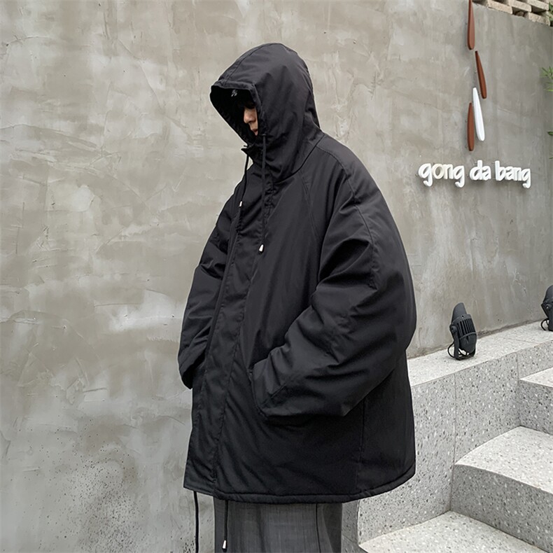 现货秋冬中长款棉衣男宽松连帽棉服加厚外套XZ716A-1-MY154P100，男装棉衣，星座716A-1（原星座815）