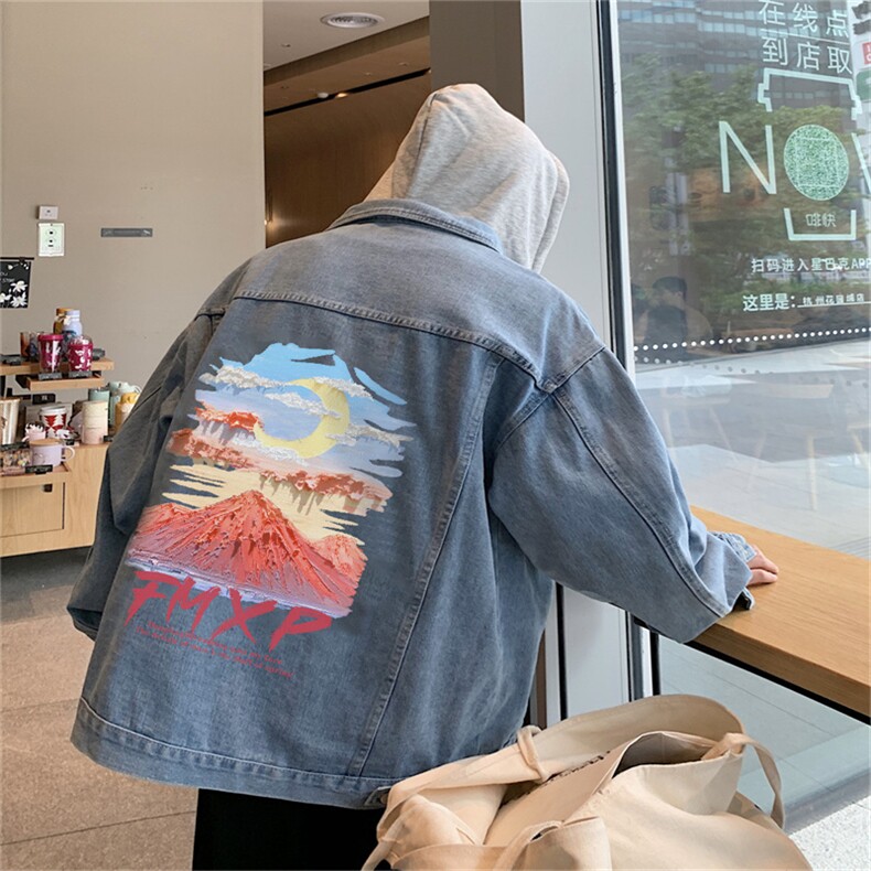 油画牛仔外套男春季美式高街痞帅炸街夹克宽松潮牌上衣JK1045-P88,男装工装外套,星座1103-3