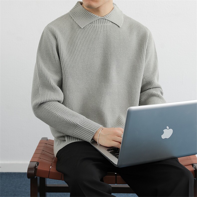 绅士翻领简约毛衣男士冬季2025新款高级感针织衫POLO领毛线衣内搭,男装Polo衫,星座914