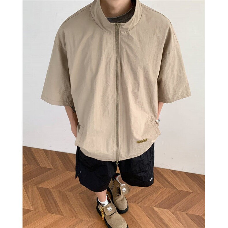 夏季新款日系短袖衬衫男女高级感工装宽松休闲半袖夹克潮C232,男装夹克,星座601-1