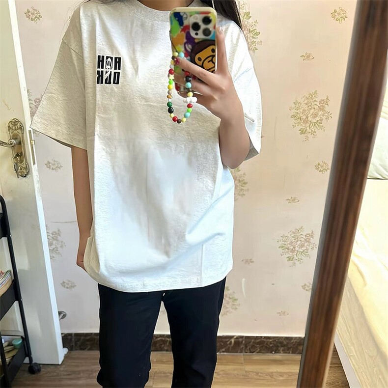 万针全刺绣工艺抖音得物高品质260克重磅纯棉双纱美式高街短袖T恤,男装T恤,电商A486