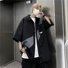 短袖衬衫男夏季小众设计感休闲高街潮牌衬衣外套CS0793-P35，男装衬衫，星座308B-1