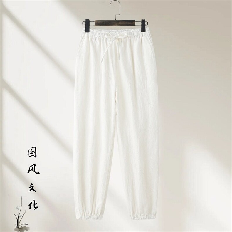 春夏男士风亚麻休闲透气宽松棉麻萝卜阔腿束脚裤GF2582-P50,男装休闲裤,星座1105-3