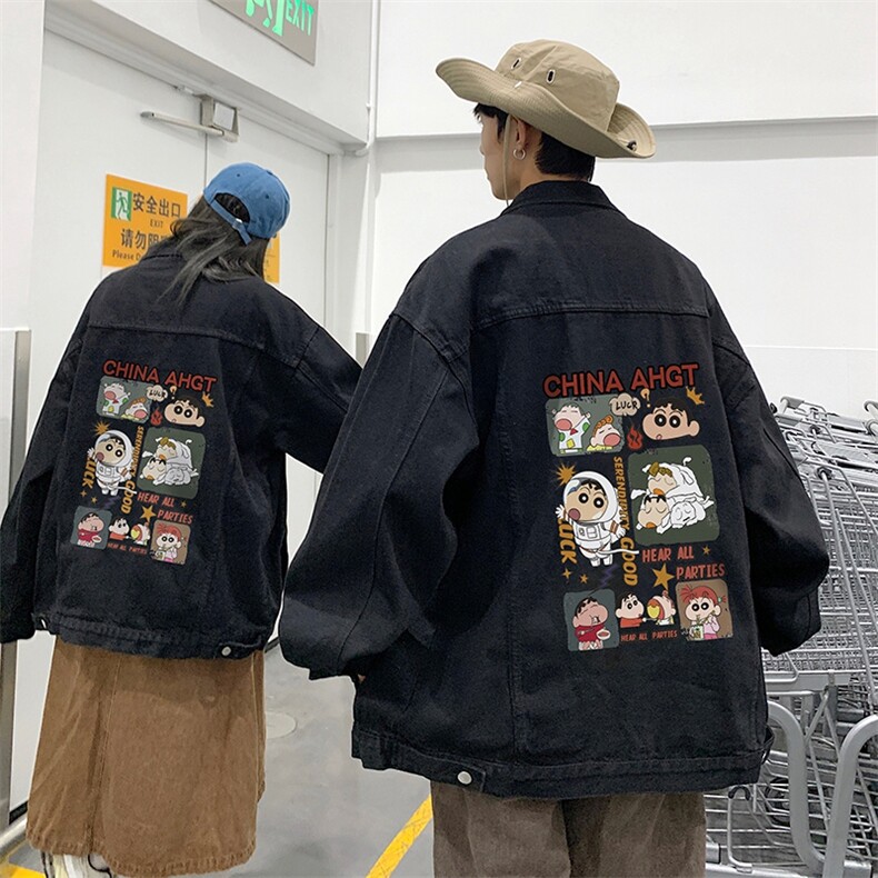 秋季港风大码不一样情侣学生印花牛仔外套男JK562-P6588图片