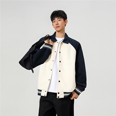 重磅420克boxy短款开衫翻领卫衣外套棒球服撞色外套男D9898-P68，女装短外套，星座610B-1