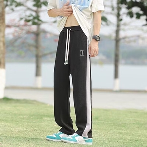 现货潮裤子男新款宽松弹力垂感长裤男士直筒夏季透气运动休闲裤