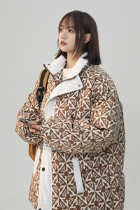 中性风棉衣男女棉服立体印花面包服立领棉袄外套量大有差1614-P80图片