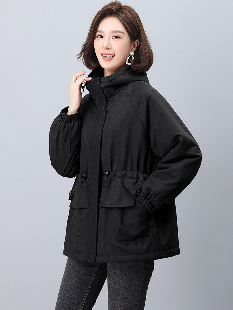 加绒派克服女2024冬季新款宽松大码加厚连帽棉衣外套,女装派克服,忆绮罗